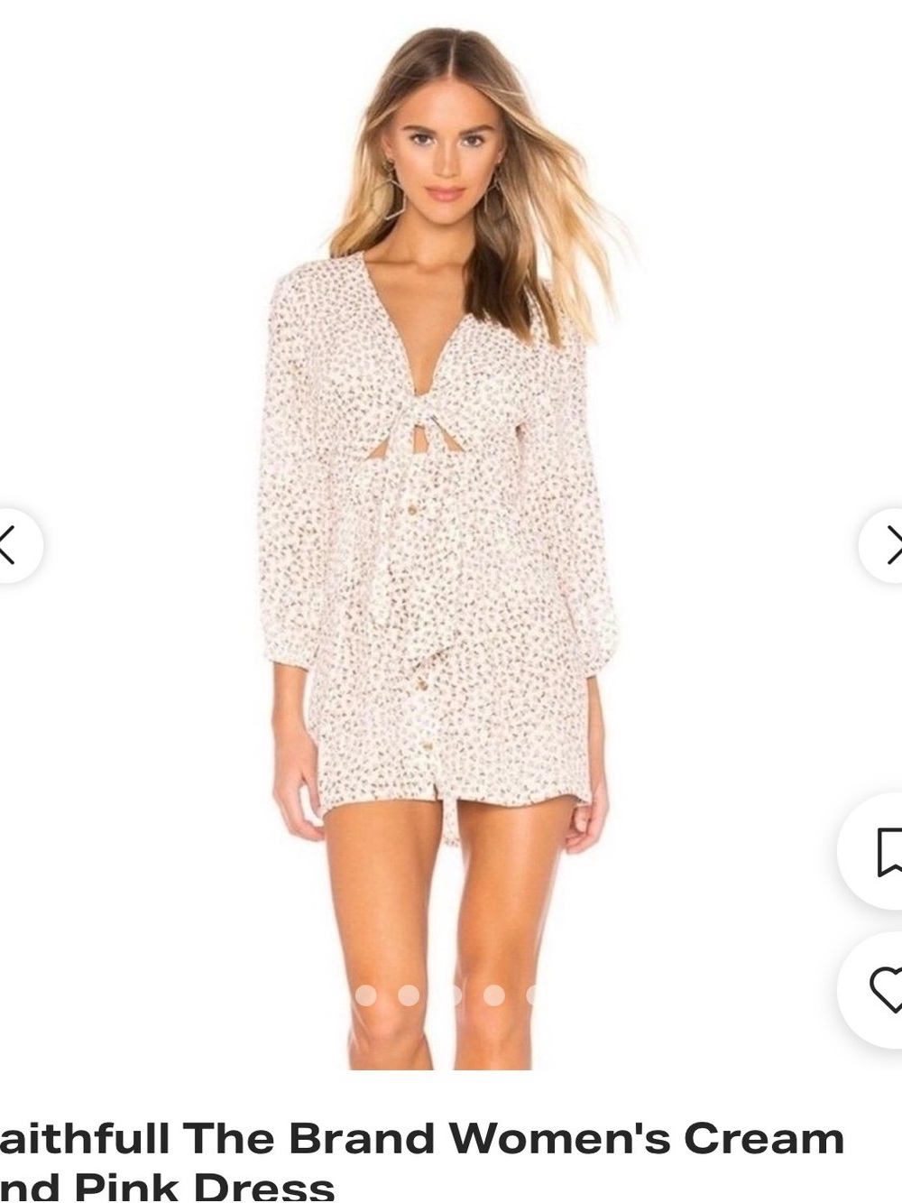 Faithfull the Brand Cream and Pink Mini Dress